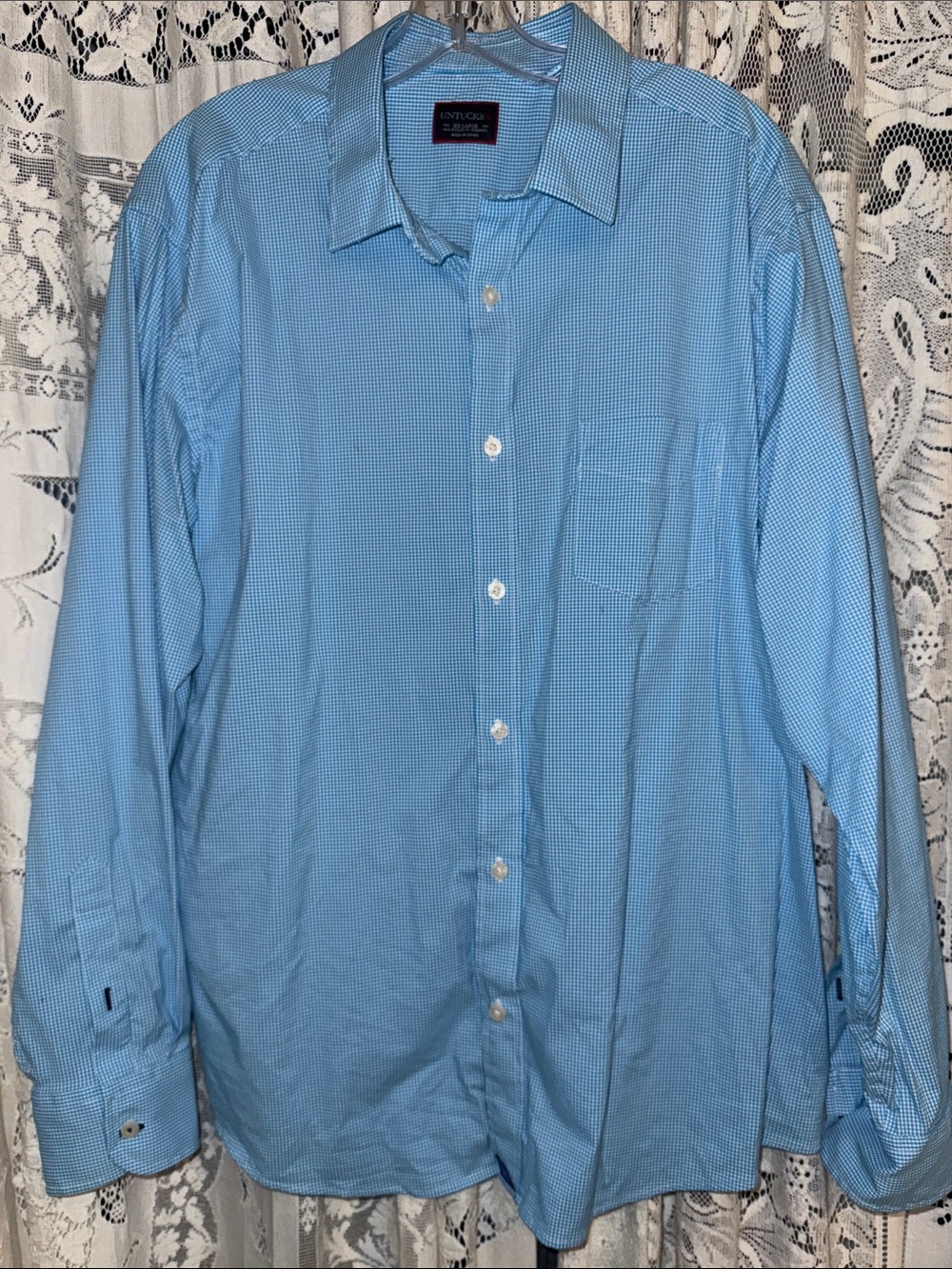 UNTUCKit Men's Light Blue Micro-Check Button-Up Shirt